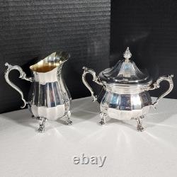 Wm Rogers Silverplate 5 Pc Set Coffee Tea Pot Lg Tray Sugar Creamer 1090 Series