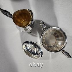 Wm Rogers Silverplate 5 Pc Set Coffee Tea Pot Lg Tray Sugar Creamer 1090 Series