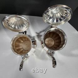 Wm Rogers Silverplate 5 Pc Set Coffee Tea Pot Lg Tray Sugar Creamer 1090 Series