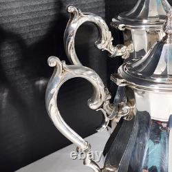 Wm Rogers Silverplate 5 Pc Set Coffee Tea Pot Lg Tray Sugar Creamer 1090 Series