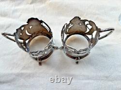 Wmf 1910-1918 Art Noveau Silver Plate Tea Glass Holder Pair