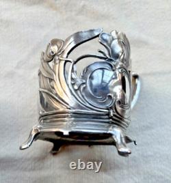 Wmf 1910-1918 Art Noveau Silver Plate Tea Glass Holder Pair