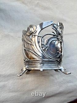 Wmf 1910-1918 Art Noveau Silver Plate Tea Glass Holder Pair