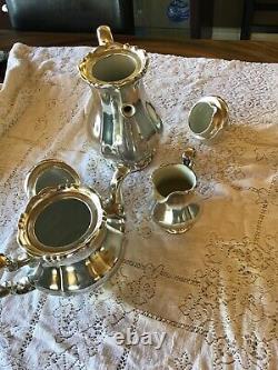 Wmf Germany Art Nouveau 5 Pc Silver Plate & Porcelain Lined Coffee/tea Set