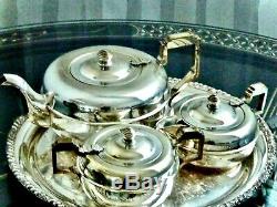 Wonderful Art Deco Empire Plate Epns Tea Set W / Serving Tray England C 1930's