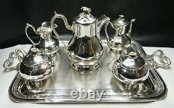Wonderful French Christofle Silver Plate Chocolate Coffee & Tea Set, ca 1900