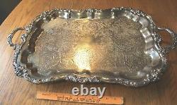 XL Sheridan Silverplate Serving Tray Waiter Butler Tea set Platter Footed 30x18