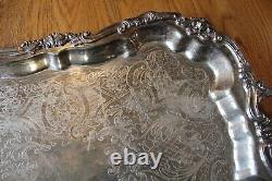 XL Sheridan Silverplate Serving Tray Waiter Butler Tea set Platter Footed 30x18